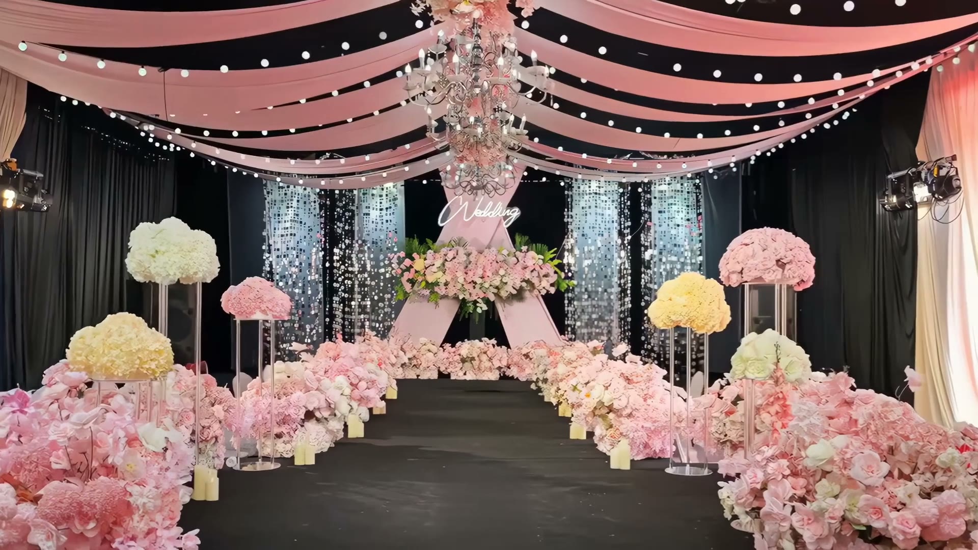 粉色韩式亮片篷房婚礼