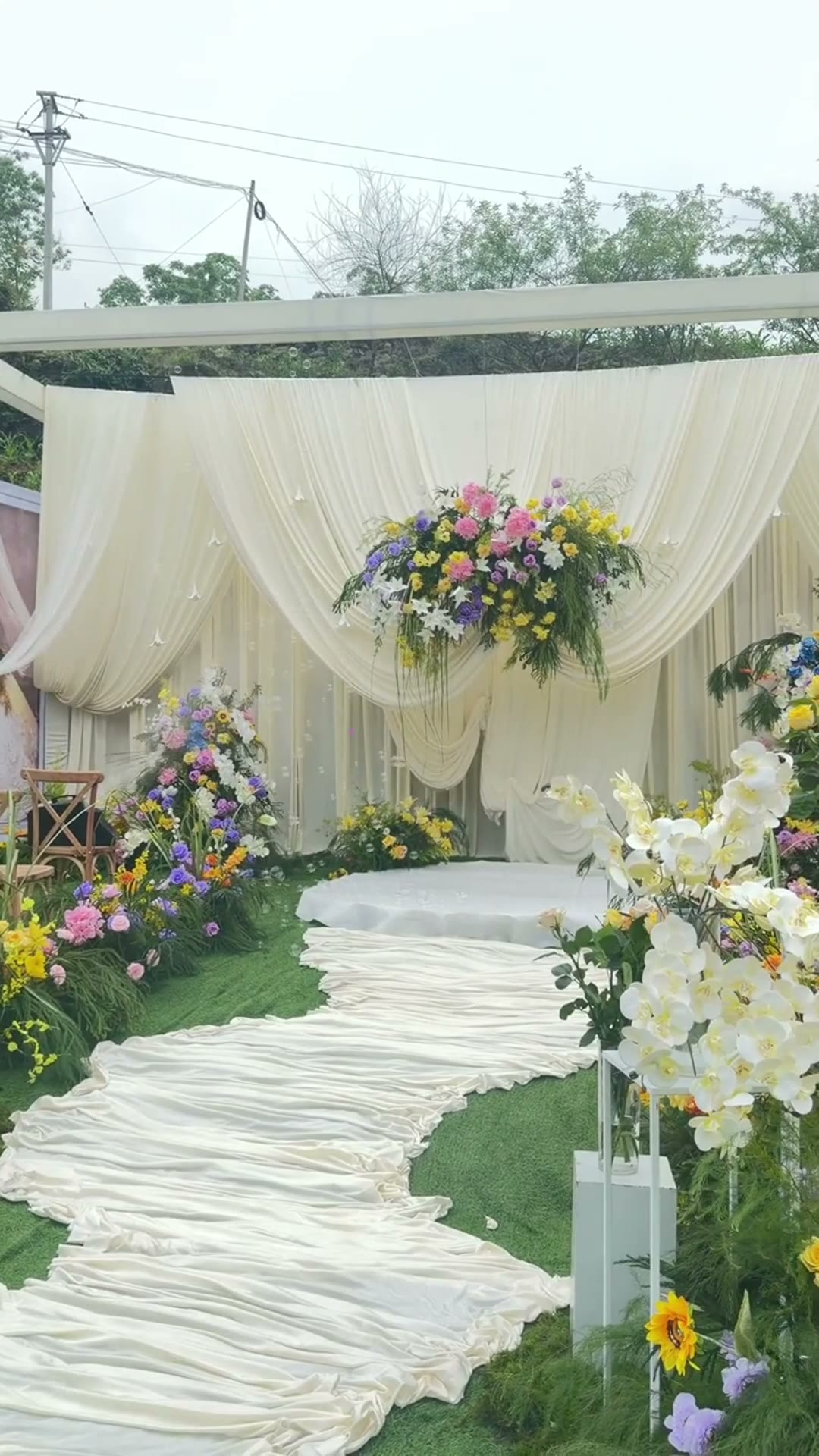 清新韩式香槟色布幔花园风婚礼