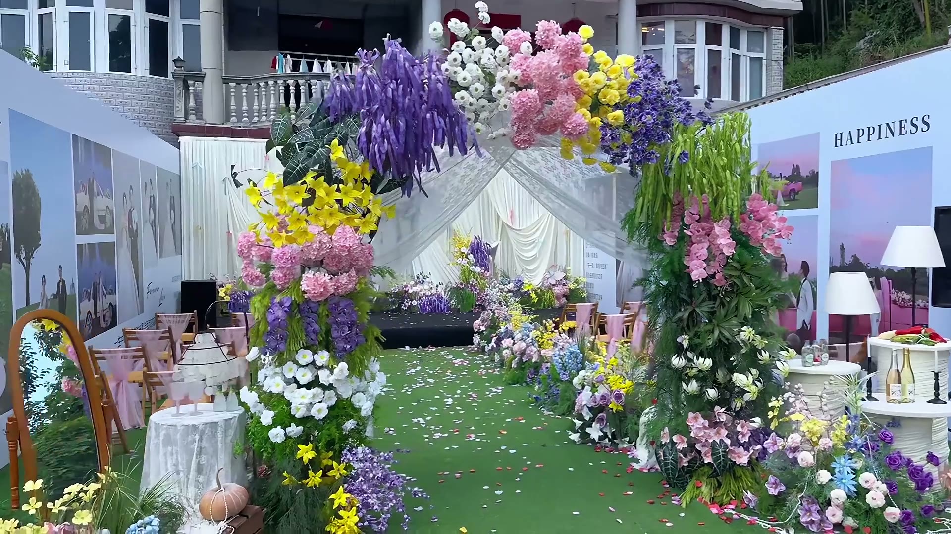 韩系花园风布幔蝴蝶结庭院婚礼