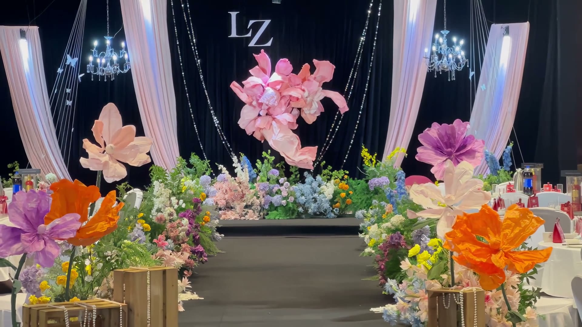 花园风粉色纸艺婚礼