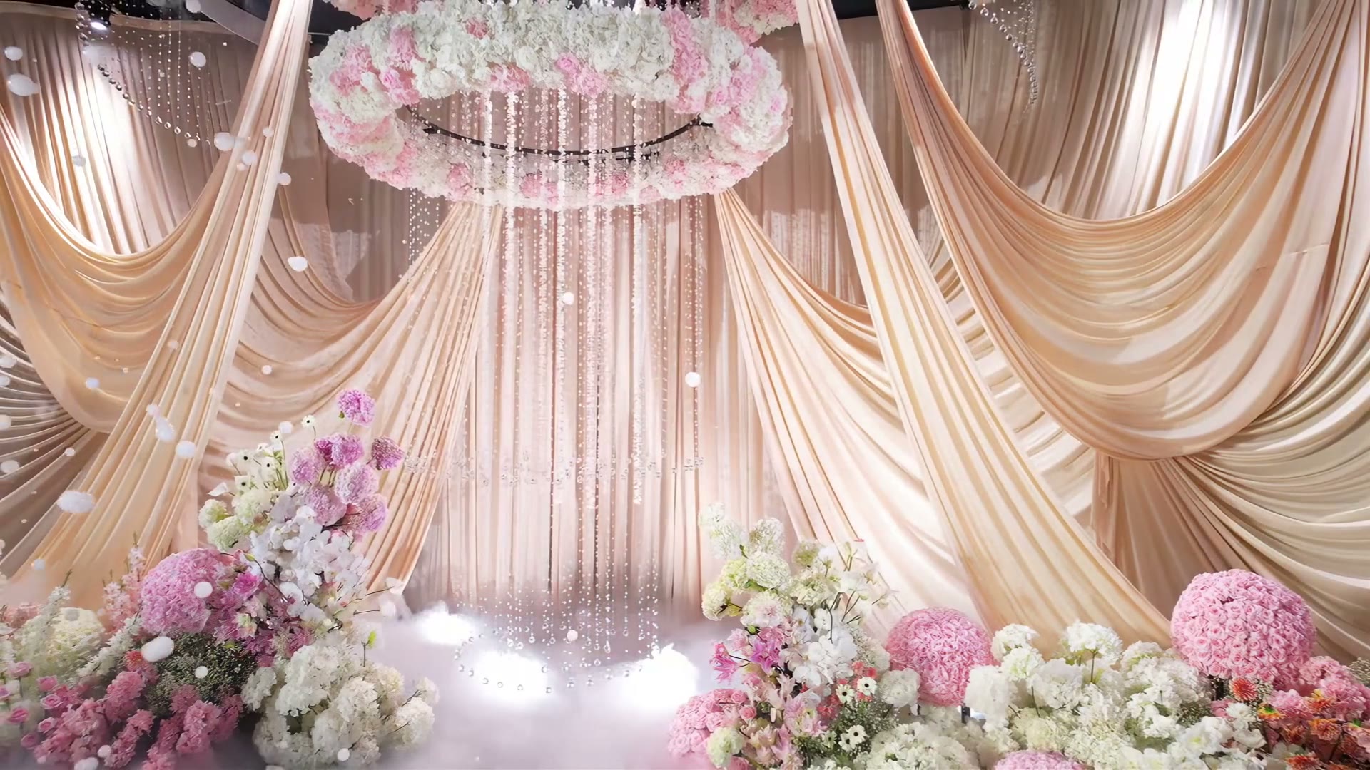 香槟粉布幔韩系浪漫婚礼