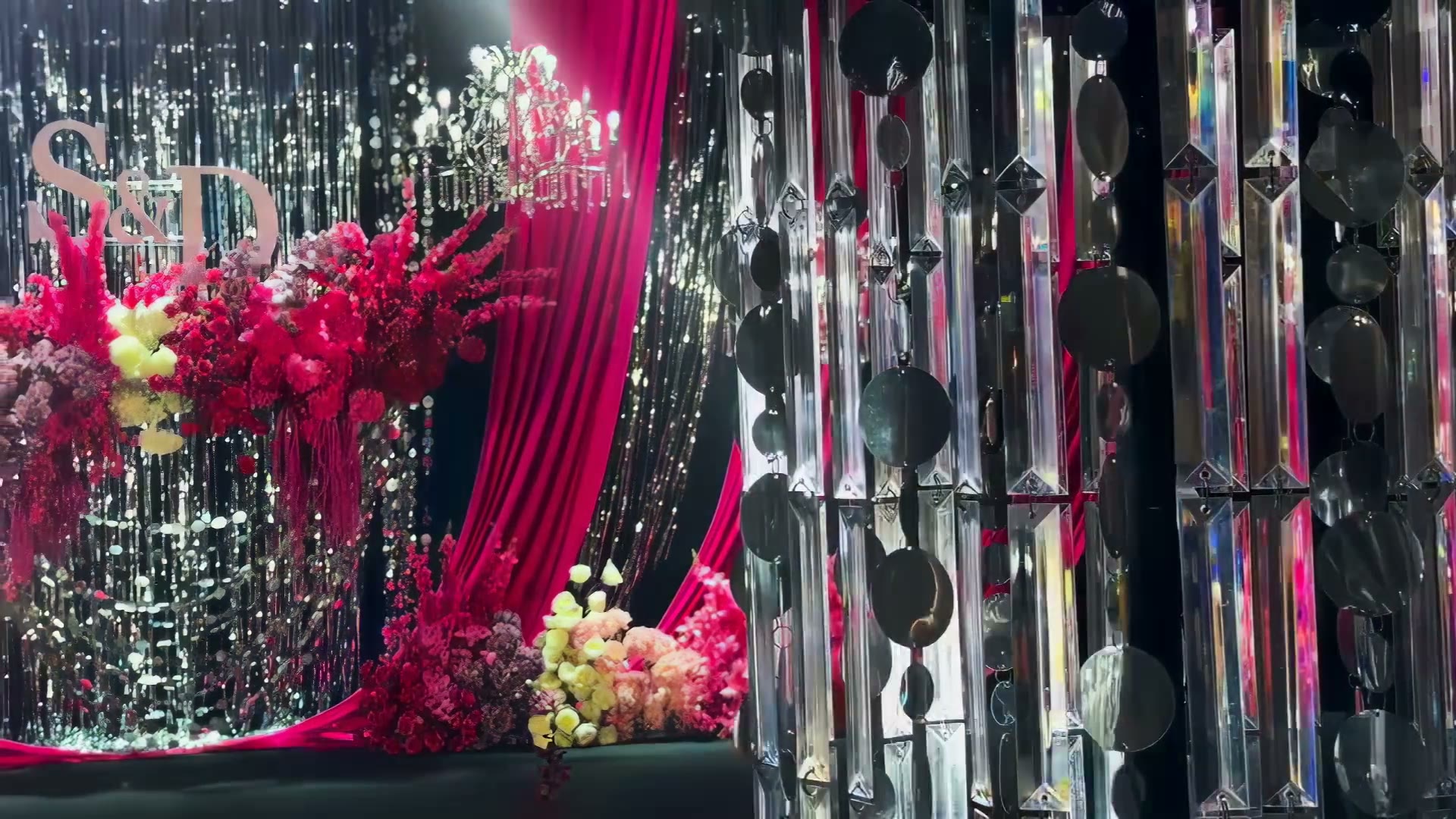 玫红韩式亮片婚礼