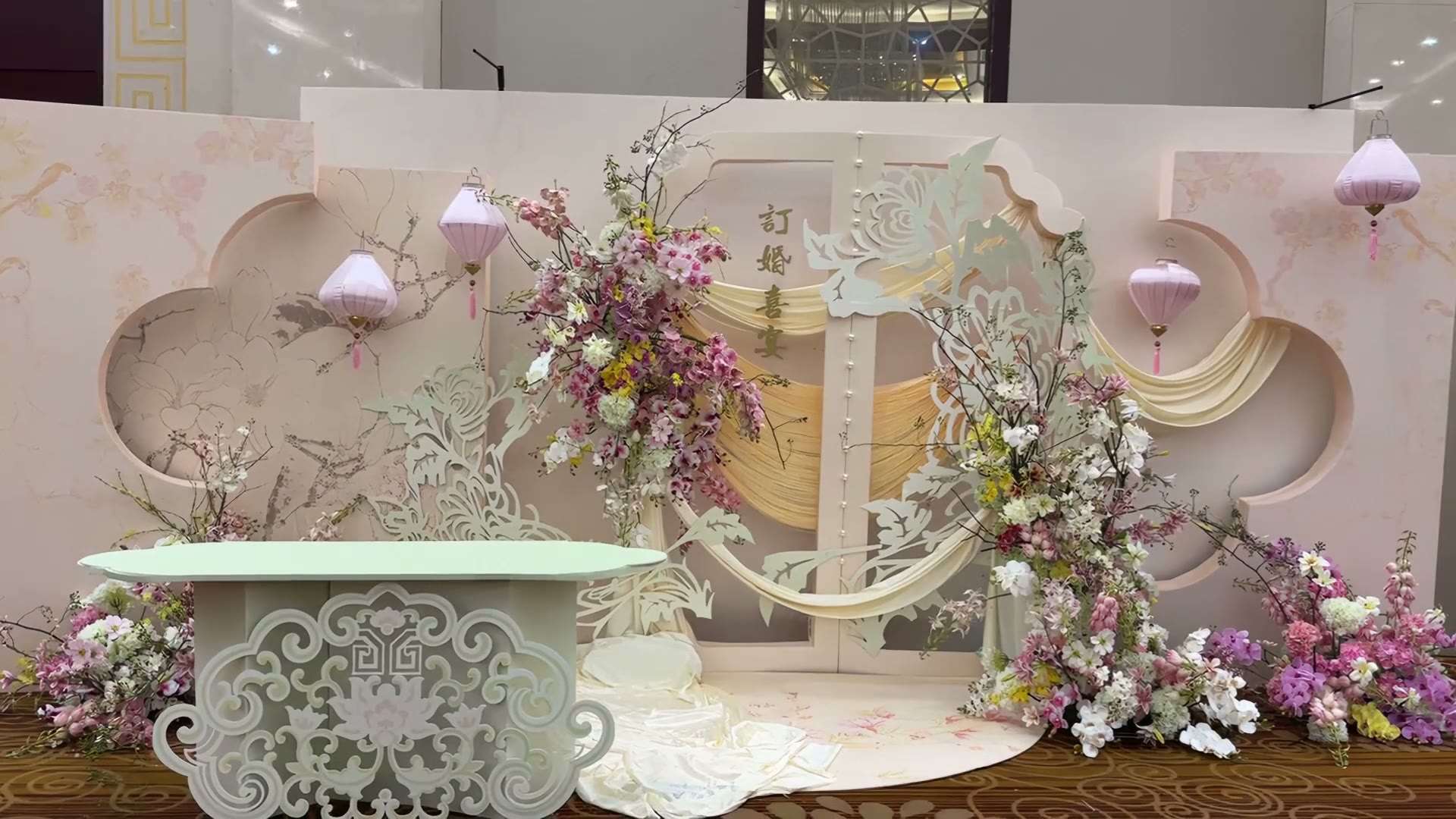 裸粉剪纸风囯潮订婚宴