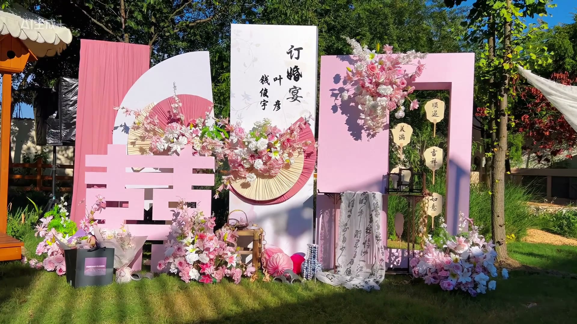 粉白色系新中式订婚宴