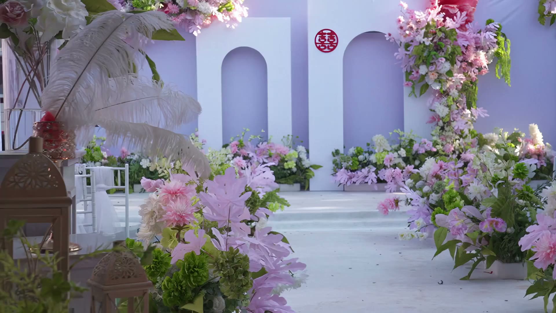白粉色庭院韩式简约婚礼