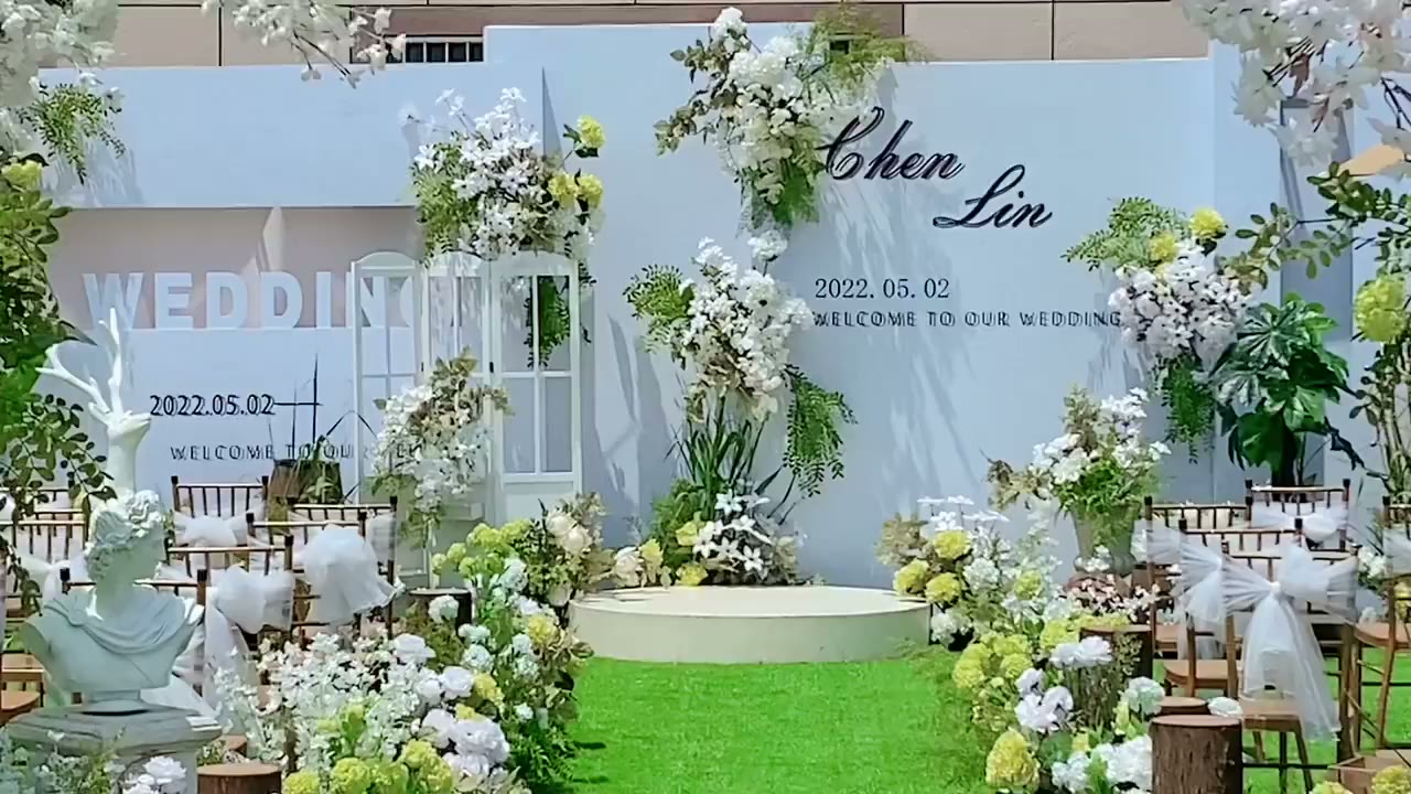 户外蓝色简约小清新婚礼