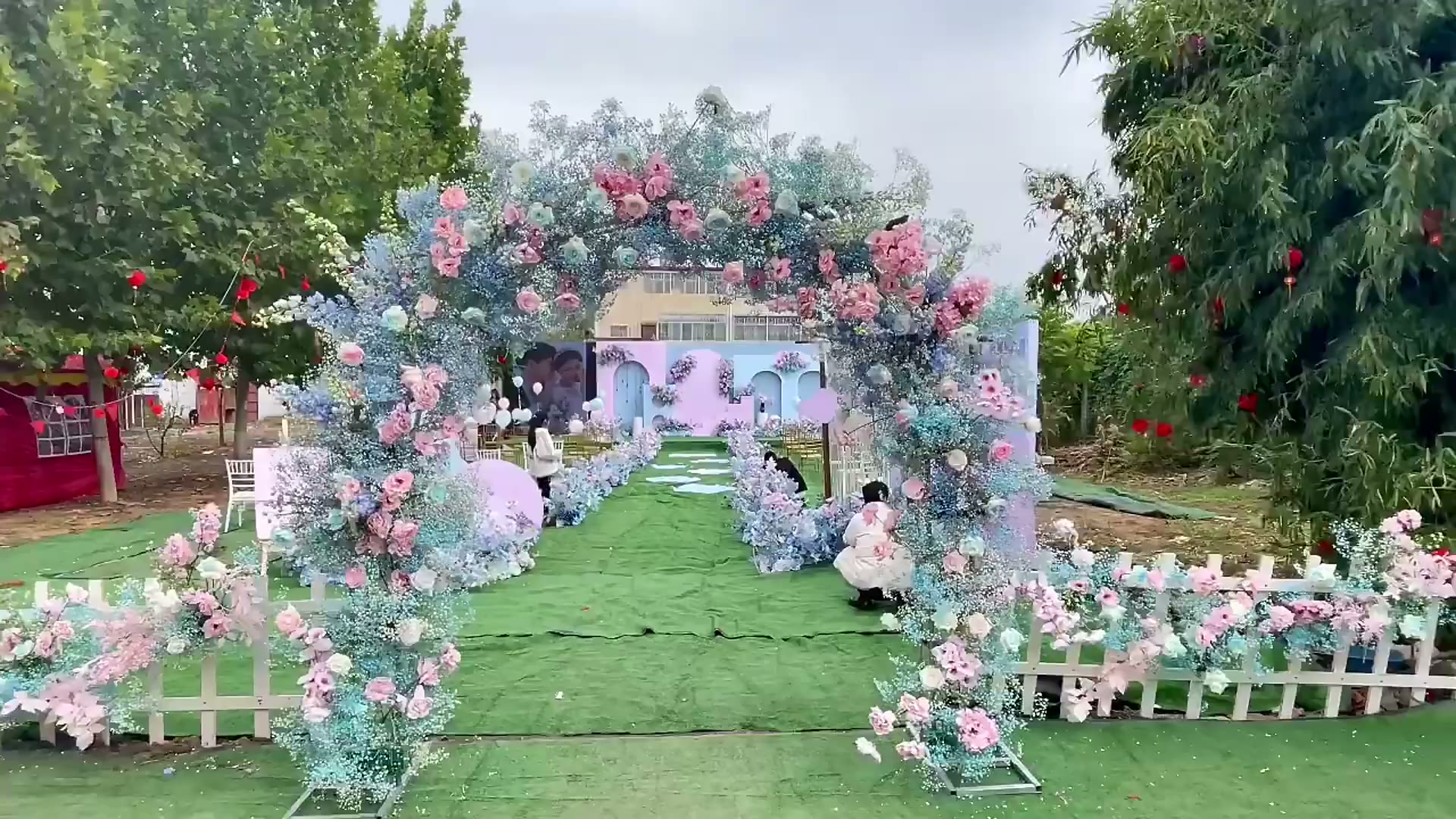 蓝粉色撞色系简约婚礼