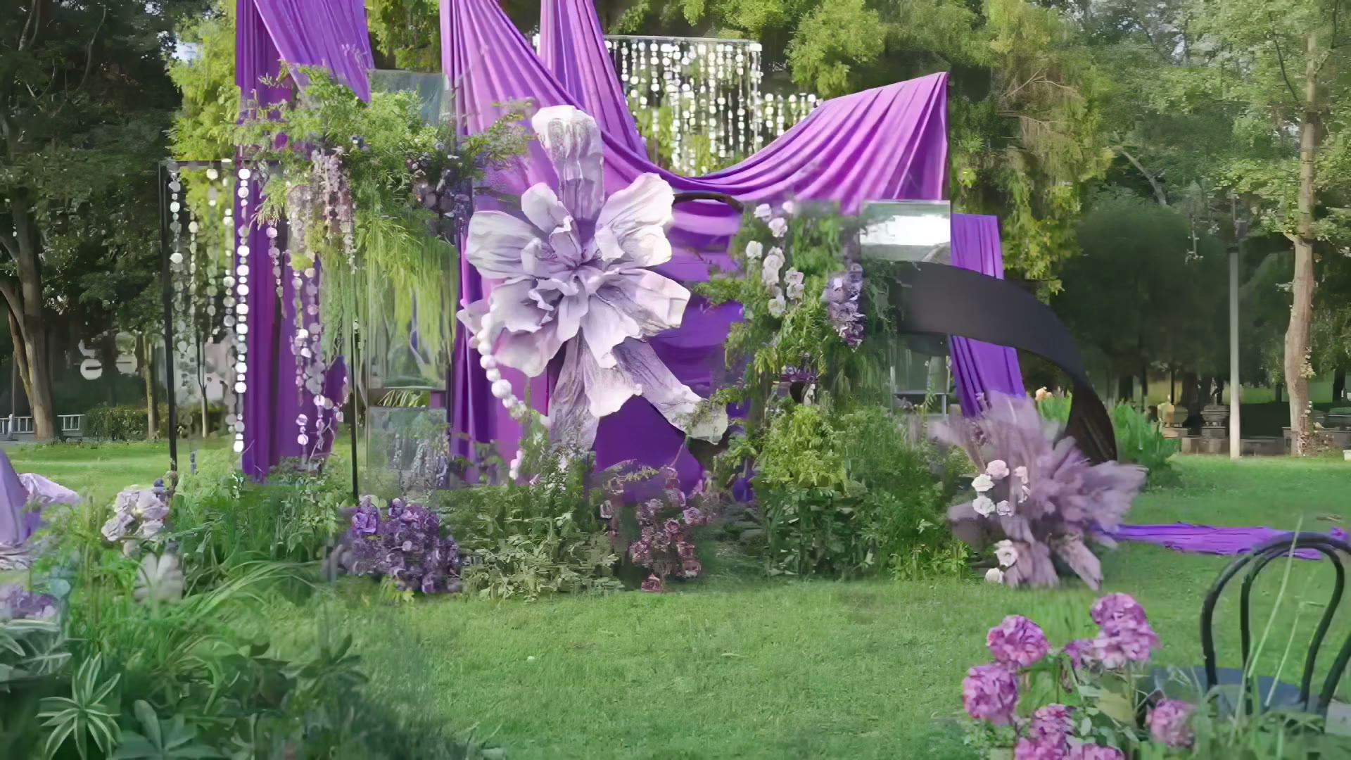 紫色布幔纸艺野生自然系婚礼