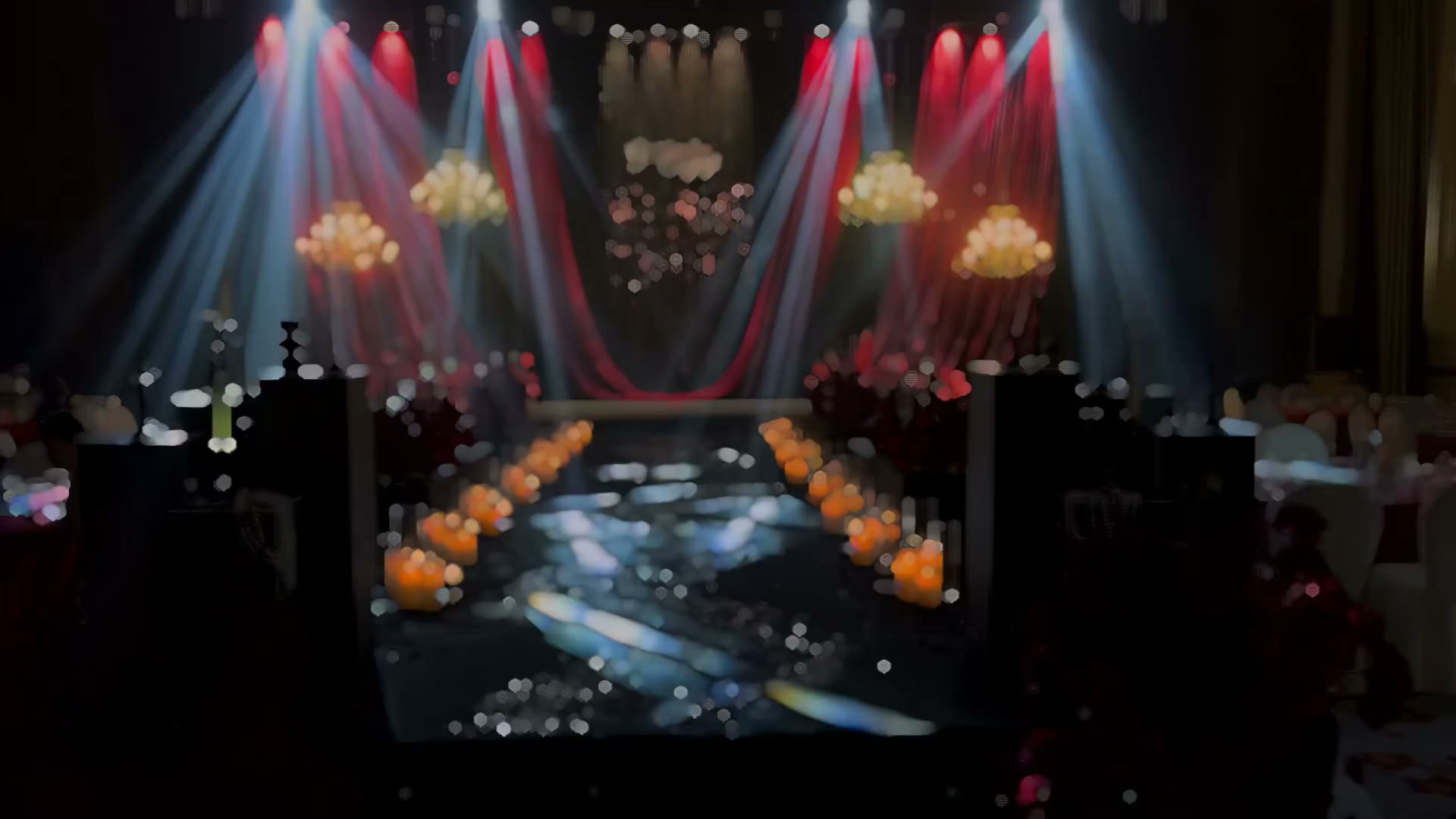 红色布幔韩式亮片婚礼
