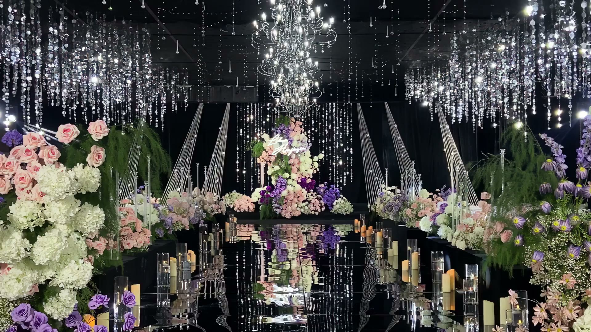 粉紫色韩式彩虹线亮片婚礼