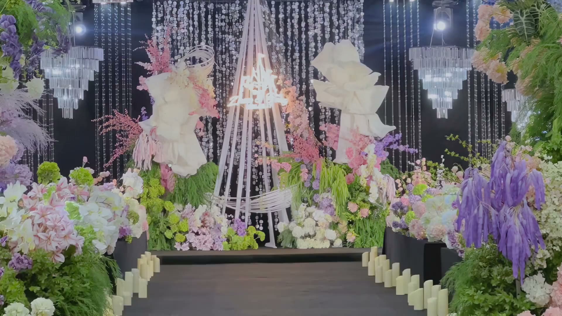 粉紫色亮片水晶韩式婚礼