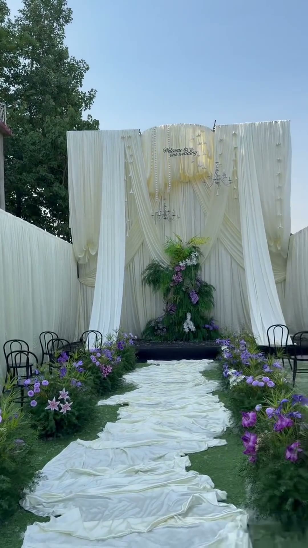 白色挑高布幔韩系庭院和你聊