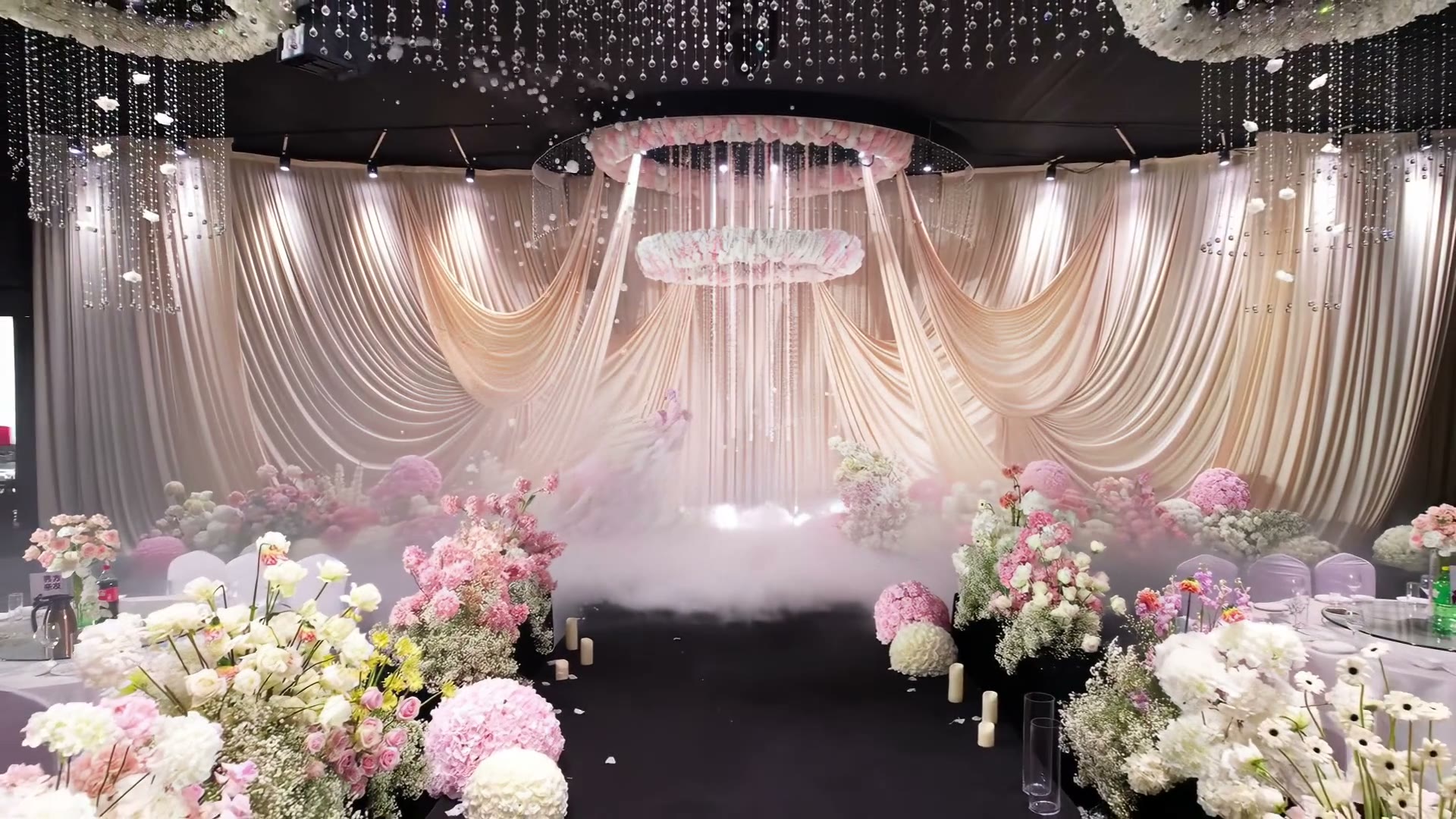 香槟粉布幔韩系浪漫婚礼