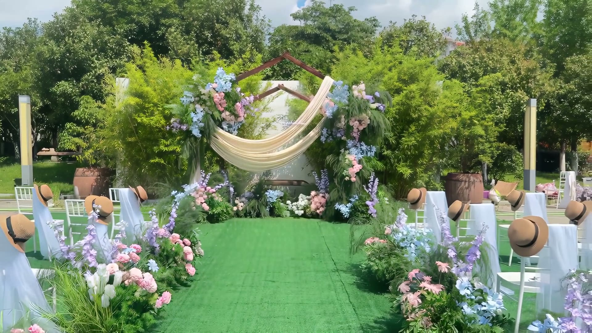 香槟绿户外庭院野生自然系婚礼