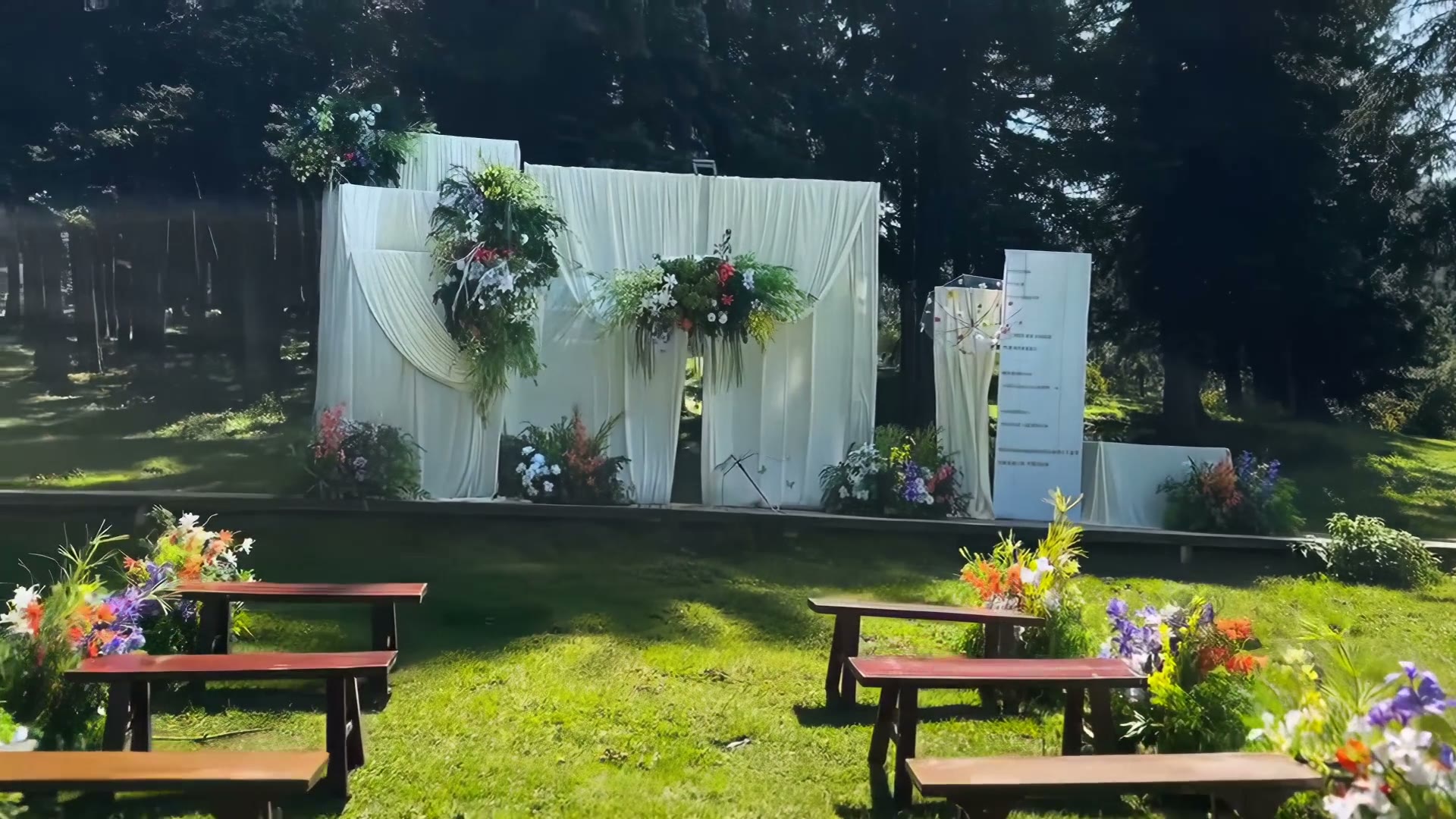 香槟色韩式布幔草坪婚礼