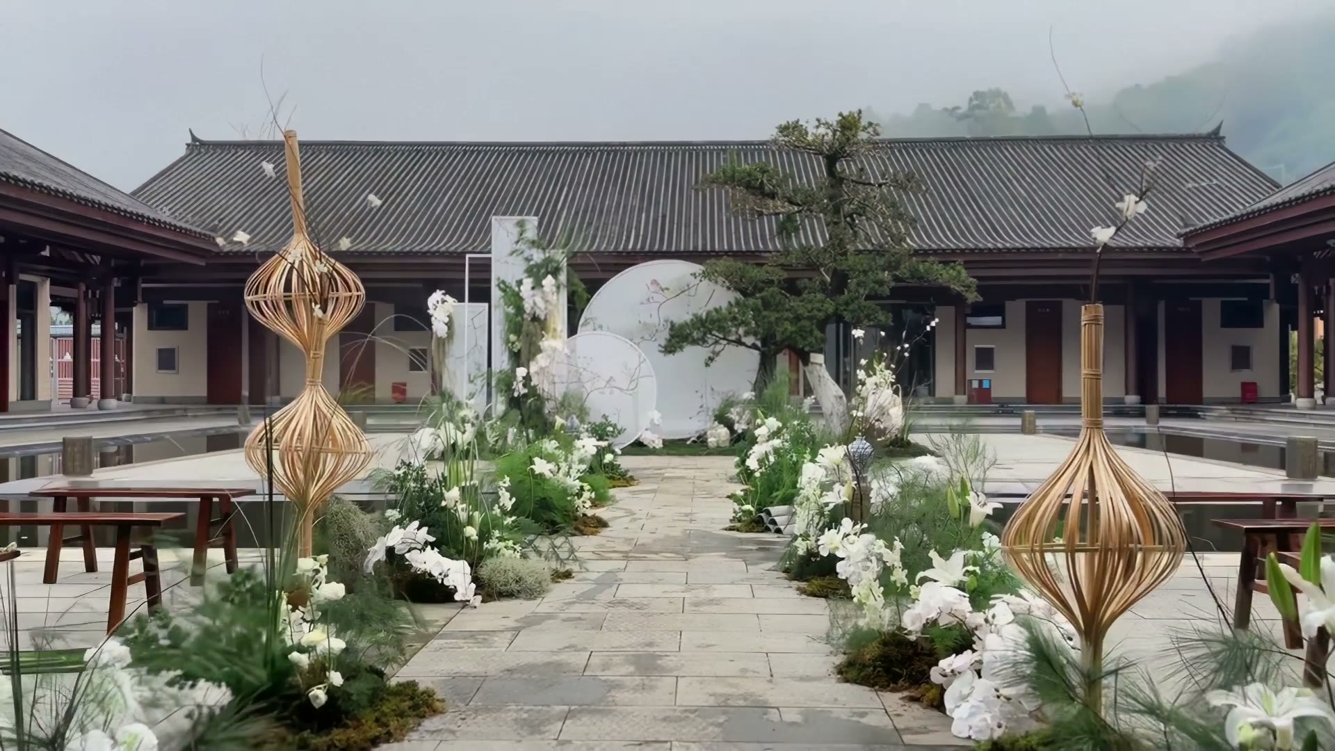 中式小院白色新中式婚礼