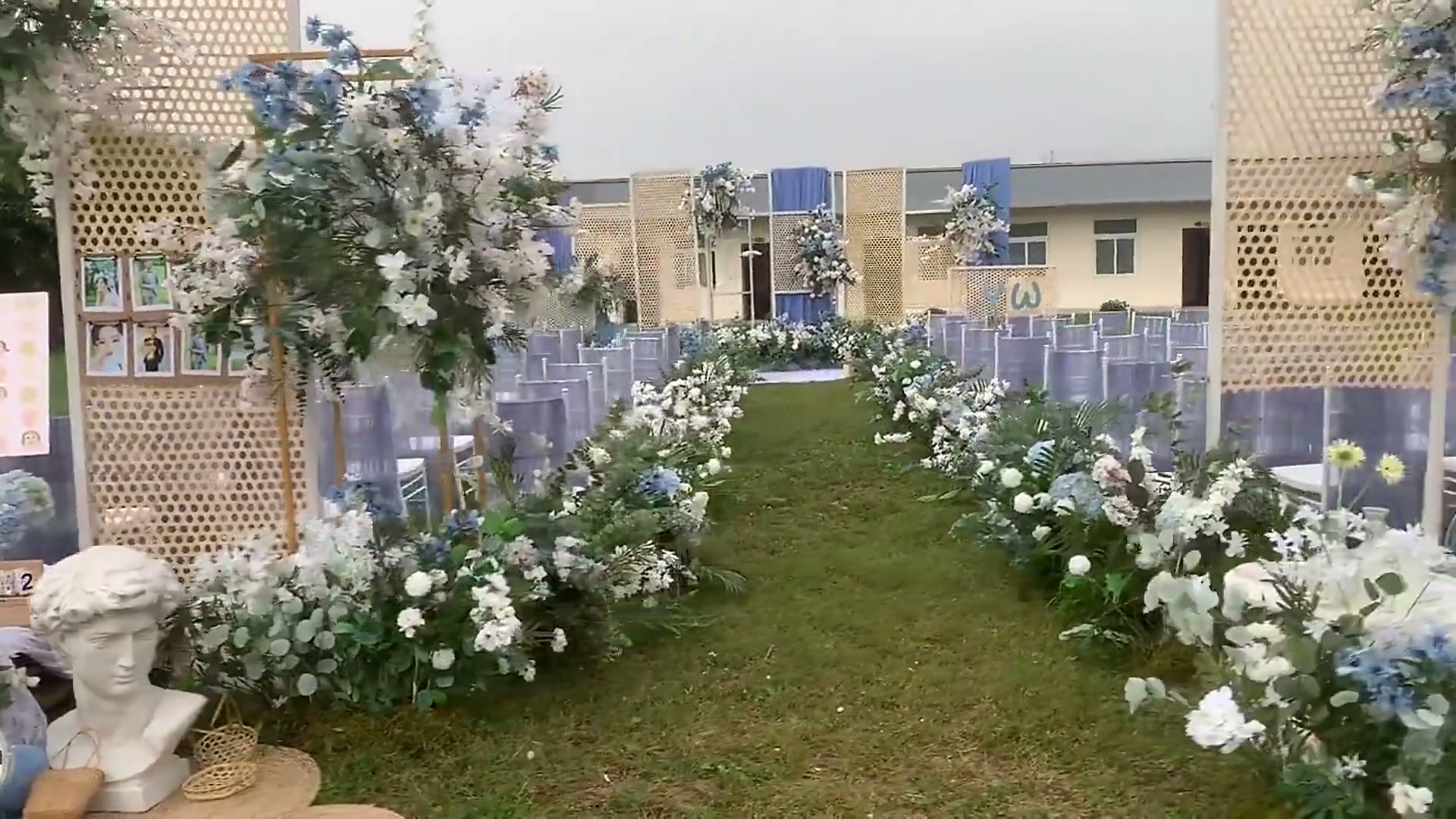户外庭院小预算蓝色简约婚礼