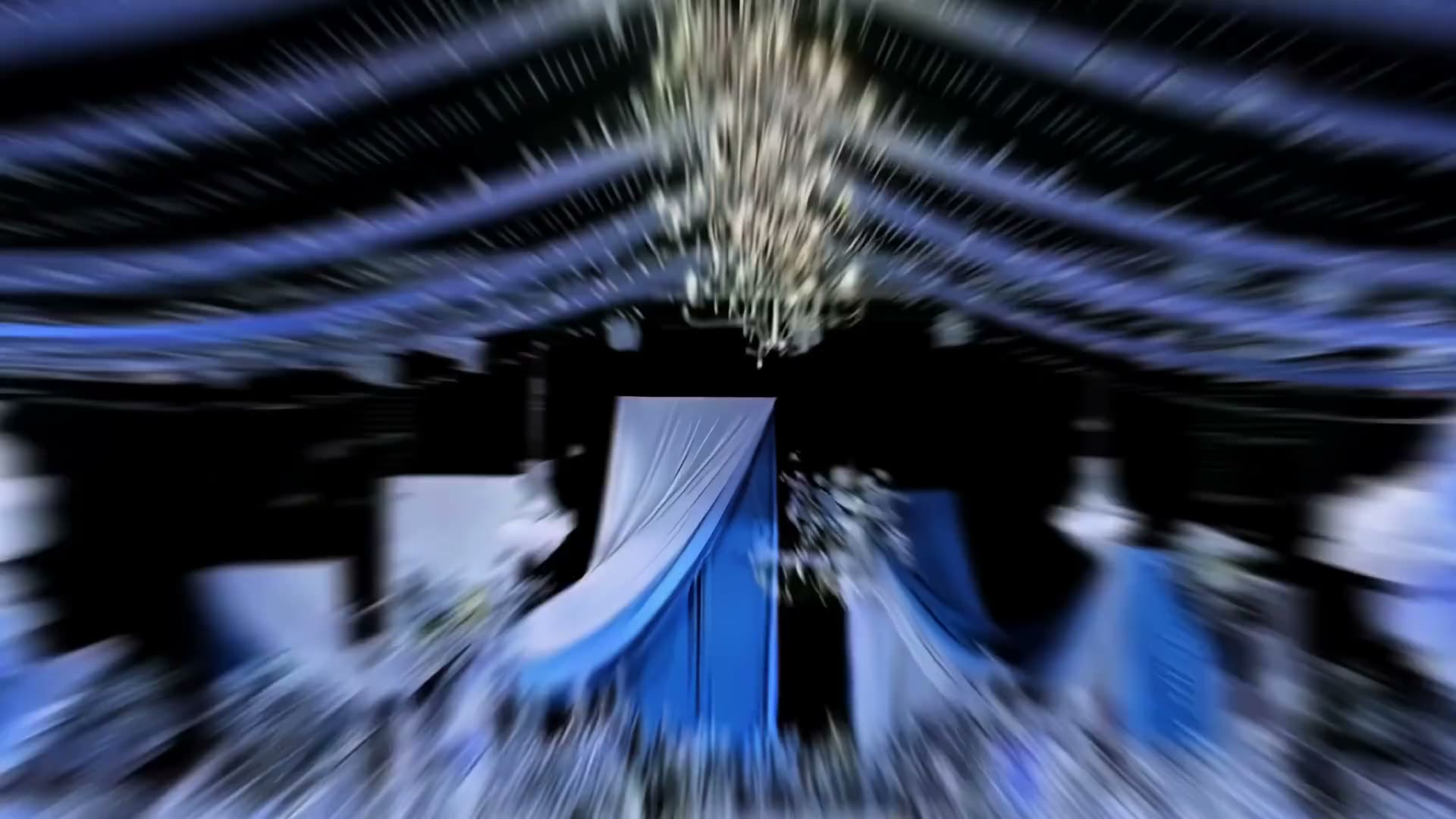 蓝白色布幔韩式婚礼